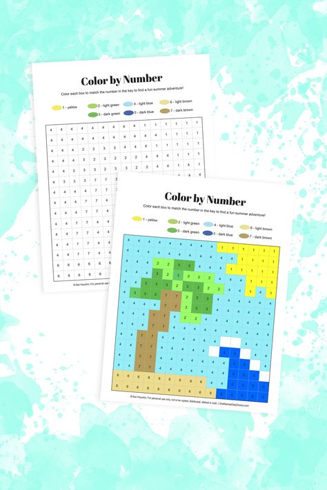 Print this fun summer color by number page and let your kids color the pixel art to reveal a tropical beach scene. Summer Color By Number, Color By Number For Kids, Number For Kids, Kindergarten Ideas, Beach Color, Color By Numbers, Color By Number, Summer Theme, Beach Scene