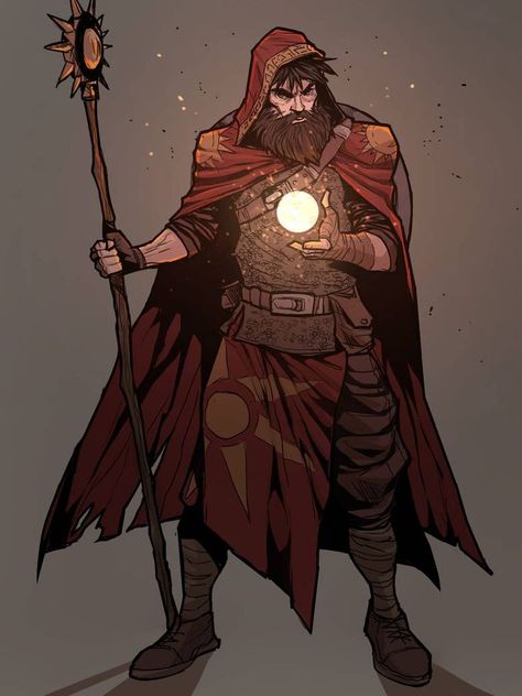 Battle cleric / battle priest male with beard sunburst patterned robes and staff - Iomedae if it's Pathfinder rather than DnD Dnd 5e Cleric Character Art, Dnd Vampire Character, Dnd Warlock Art, Wizard Art Character Design, Dnd Cleric Art, Dnd Warlock Character Design, Dnd Priest, D&d Cleric, Dnd Wizard Character Design