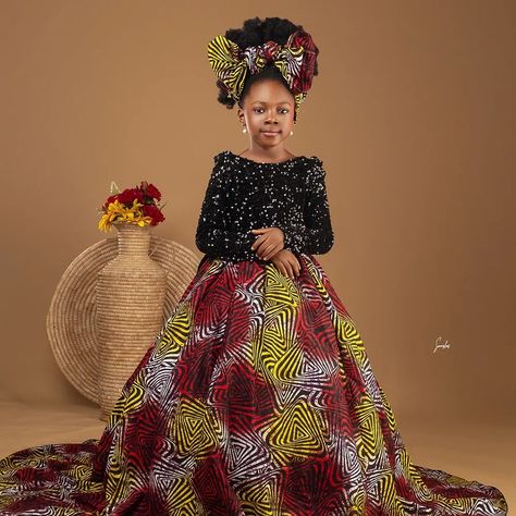 Campala Gowns, African Princess Dress, Ankara Styles For Children, Children Ankara Gowns, Kampala Gown Styles For Ladies, Princess Dress Long, Styles For Children, Christmas Gown, Ankara Styles For Kids