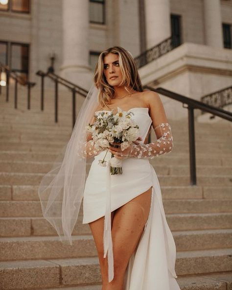 Las Vegas Wedding Dresses, Vegas Wedding Dress, City Hall Wedding Photos, Vegas Bride, Selling Earrings, Sheer Gloves, Courthouse Wedding Photos, Courthouse Wedding Dress, Whitney Simmons