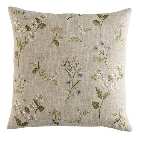 French Country Pillows, Living Room Throws, Cream Living Rooms, Silk Throw Pillows, English Decor, Country Throw Pillows, Floral Throw Pillow, Embroidered Pillow Covers, Embroidered Bird