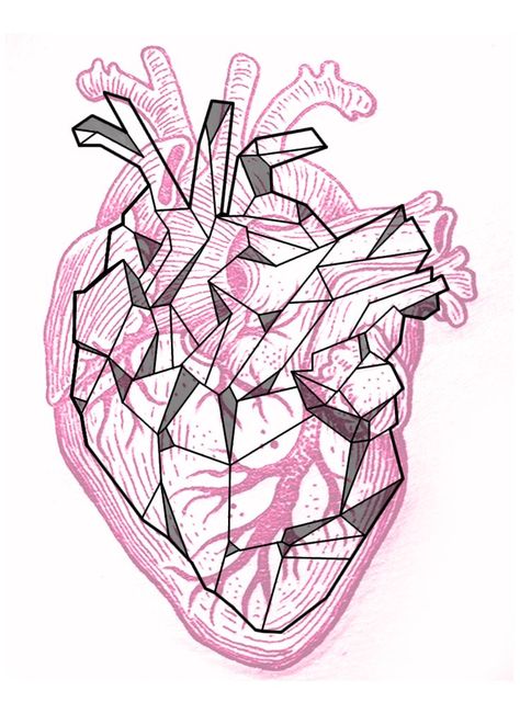 Geometric Heart Tattoo, Geometric Heart, Art Minimaliste, Skin Art, Anatomy Art, Heart Art, Heart Tattoo, Iphone Wallpapers, Drawing Inspiration