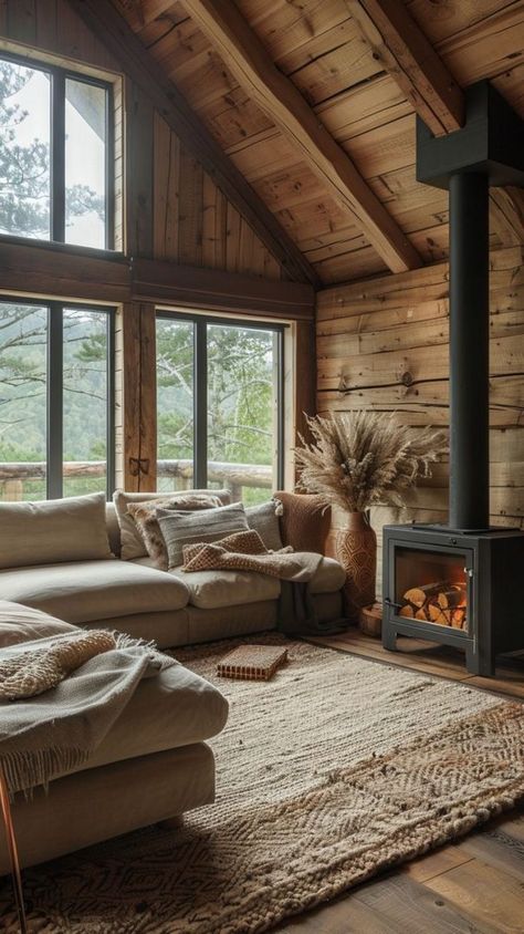 https://decomagz.com/cozy-elegance-60-scandinavian-cabin-interior-design-youll-love/ Pine Wood House Interior, Scandinavian Cabin Interior, Cabin Interior Ideas, Scandinavian Cabin, Cabin Interior Design, Log Cabin Interior, Cabin Living Room, Tiny House Loft, Cabin Interiors