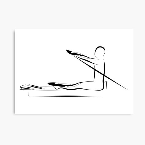 Get my art printed on awesome products. Support me at Redbubble #RBandME: https://www.redbubble.com/i/canvas-print/Rowing-on-the-reformer-pilates-pose-by-sashica/164111201.5Y5V7?asc=u Pilates Drawing, Pilates Stickers, Pilates Poses, Studio Pilates, Reformer Pilates, Pilates Reformer, Rowing, Pilates, My Art