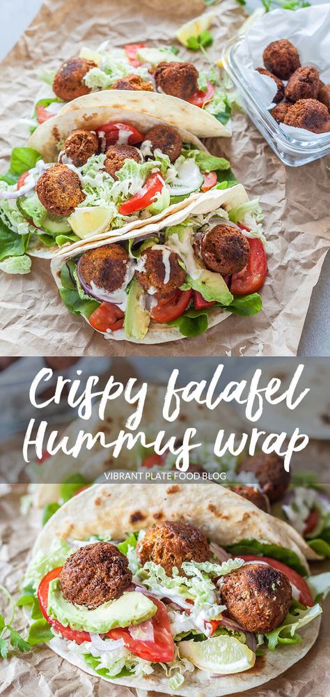 Make Crispy Falafel in a Hummus Wrap at home easily for your perfect lunch or meal-prep. This recipe is Vegan. #falafel #wrap #vegan #appetizer Vegetarian Falafel, Falafel Wrap Recipe, Vegan Falafel, Vegan Appetizer, Falafel Wrap, Hummus Wrap, Quick Lunch Recipes, Vegetarian Recipes Lunch, Healthy Food Habits