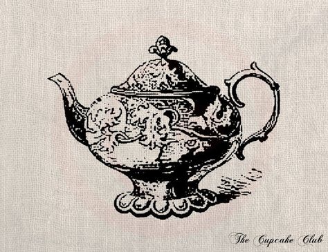 shabby chic tea pot pintables | ... DIY Scrapbook Shabby Chic Pillow Burlap Teapot Tea Art No. 0448 Teapot Tattoo, Teacup Tattoo, Shabby Chic Pillow, Chic Pillow, Clip Art Design, Georgia House, Shabby Chic Tea, Cute Teapot, Gothic Tattoo