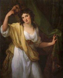 Angelika Kauffmann - Lady Hamilton als Komische Muse (1791) Elisabeth Vigee Lebrun, Vigee Le Brun, Angelica Kauffmann, Emma Hamilton, Regency Portraits, French Portrait, Empire Fashion, Female Painters, Daughter Of Zeus