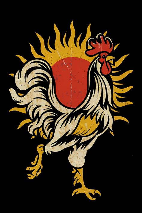 Vintage Running Rooster T-Shirt Rooster Cartoon, Rooster Graphic, Rooster Shirt, Rooster Illustration, Chicken Poster, Rooster Logo, Vintage Running, Traditional Tattoo Designs, Custom Paint Motorcycle