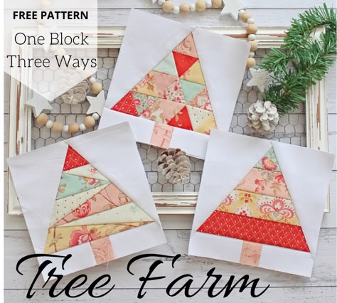 Christmas Tree Quilt Block Patterns, Christmas Tree Quilt Block, Tree Quilt Block, Tree Quilt Pattern, Christmas Mug Rugs, Christmas Quilting Projects, Christmas Quilt Blocks, Christmas Tree Quilt, Christmas Blocks