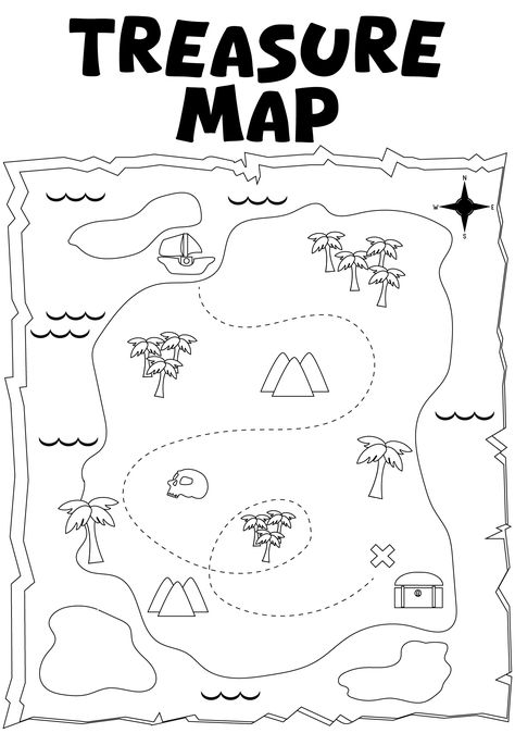 Printable Treasure Map Kids Activity Preschool Pirate Activities, Map Reading Activities, Pirates For Kids, Treasure Map Craft Preschool, Map Crafts For Kids, Pirate Kindergarten, Pirate Map Craft Preschool, Printable Treasure Map, Pirate Activities For Kids