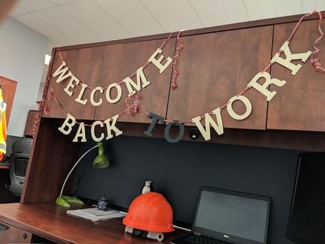 Welcome Back To Work, Office Purple, Welcome Back Party, Welcome To The Team, Work Anniversary, Bunting Garland, Flag Bunting, Paper Cutout, Fun At Work