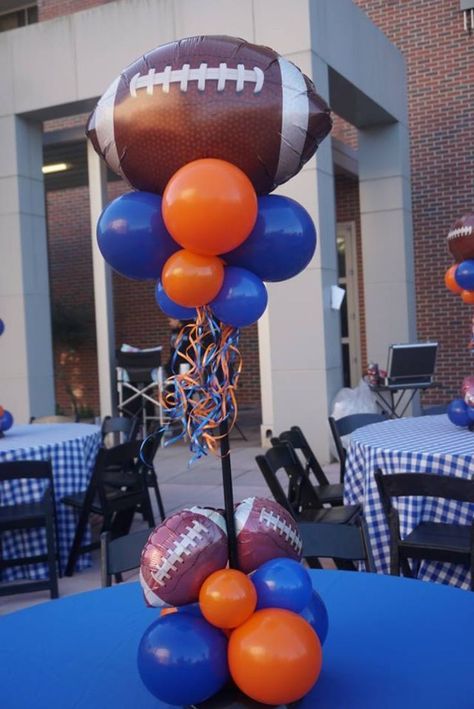 Football Themed Centerpiece Football Banquet Decorations, Sports Banquet Decorations, Fundraiser Centerpieces, Sports Themed Centerpieces, Sports Banquet Centerpieces, Football Banquet Centerpieces, Airbrush Face Painting, Activity Stations, Football Centerpieces