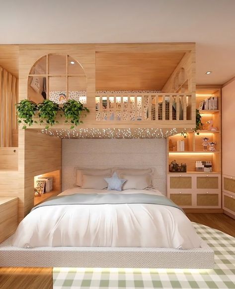 Room Ideas For Two Sisters, Bunk Bed Room, Loft Bed Plans, Loft House Design, Unique Bedroom Design, Toddler Bedroom Girl, Loft Bed Frame, Box Bedroom, Aesthetic Room Ideas