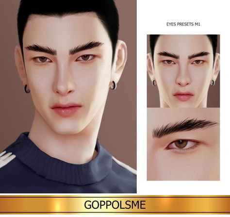 GPME-GOLD EYES PRESETS M1 | Patreon Goppolsme Eye Preset, Sims 4 Cc Asian Eyelid, Sims 4 Men Eyes Preset, Goppolsme Skin, Sims 4 Cc Monolid Eyes, Sim4 Cc Skin Details, Goppolsme Sims 4, Ts4 Male Preset, Sims 4 Cc Eye Shape Presets Male