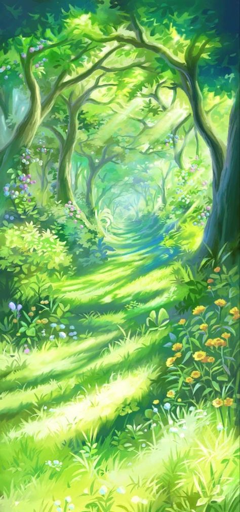 Scenery Background, Green Forest, Landscape Scenery, Fantasy Art Landscapes, Landscape Illustration, 판타지 아트, Dreamy Art, Alam Yang Indah, Environment Concept Art