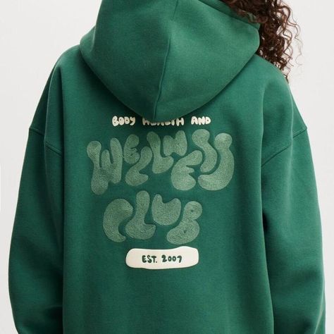 Green “Wellness Club” hoodie from Cotton On. Slight unnoticeable bleach stains and price reflects Wellness Club, Cotton On, Hoodies Womens, Bleach, Green