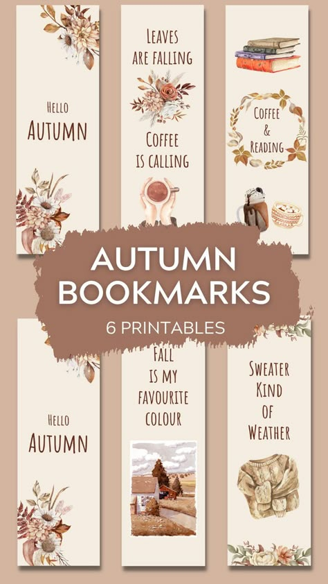 Free Scripture Cards, Aesthetic Bookmarks, Autumn Bookmark, Free Printable Bookmarks, Planner Bookmark, Coffee Reading, Bookmarks For Books, Coloring Bookmarks, Printable Bookmarks