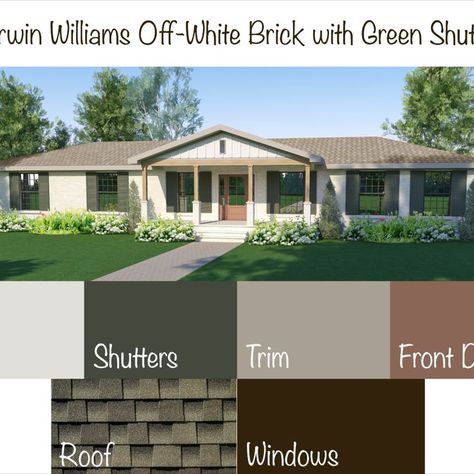 Brick House Exterior Colors Schemes, Sherwin Williams Exterior Paint, Painted Brick Ranch, Sherwin Williams Exterior Paint Colors, Brick Paint Colors, Brick House Exterior Makeover, Brick Ranch Houses, Sherwin Williams Exterior, Painted Brick Exteriors