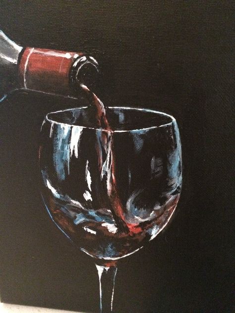 Wine Painting, Glass Painting, Art Classes, Acrylic On Canvas, Wine Glasses, Red Wine, Wine Glass, Alcoholic Drinks, Acrylic Painting