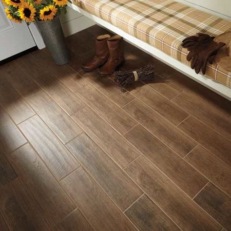 Willow Bend Dark Brown WB03-7482 Wood Plank Tile Floor Lowe's, Floor Tile Countertops, Wood Tile Bathroom Lowe's, Laminate Tile Flooring Lowe's, Floor Tile No Grout, Hardwood Floors Next To Wood Tile, New Tile Floor, Natural Wood Cabinets With Tile Floor, Porcelain Wood Tile Fireplace