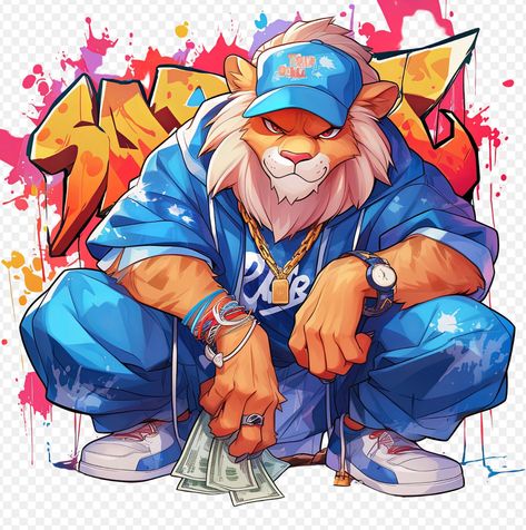 Graffiti Animals, Lion Graffiti, Png Prints, Safari Watercolor, Money Cartoon, Clothing Illustration, Lion Cartoon, Chameleon Art, Lion Illustration