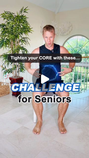 Senior Stretches, Chair Exercises For Abs, Running Techniques, Core Strengthening, Core Strengthening Exercises, 7 Minute Workout, Easy Exercises, Chair Exercises, Abs And Cardio Workout