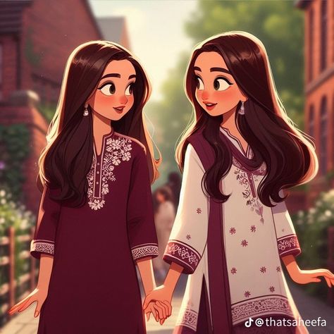 Pfp Indian, Besties Pictures, Best Friends Cartoon, Friends Illustration, Friend Cartoon, Friends Image, Cartoon Sketches, Cute Couple Cartoon, Cute Cartoon Pictures