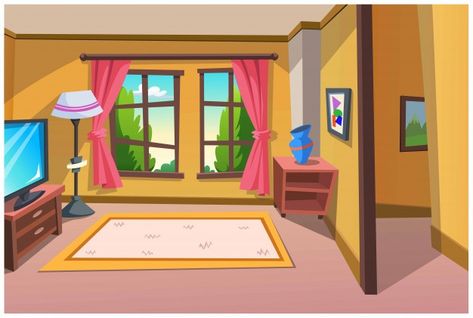 Room for relaxation in the house. Premiu... | Premium Vector #Freepik #vector #house #cartoon #room #morning Background Of House, Cartoon Background Photo, 2d Cartoon Background, Cartoon Room Background, Home Cartoon Houses, Animated Cartoon Background, Cartoon Background House, Cartoon Home Background, Cartoon Animation Background