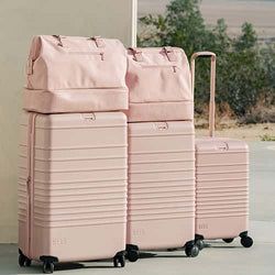 Beis Luggage, Beis Weekender Bag, Pink Suitcase, Hard Sided Luggage, Pink Luggage, Pink Day, Au Pair, Baggage Claim, Weekend Travel Bags