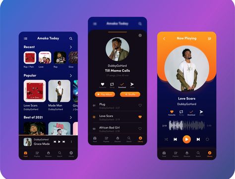 Music Streaming App by Amaka on Dribbble Music Streaming App, Make A Mobile, Love Rap, Mobile App Design, Music Streaming, App Design, Global Community, Mobile App, Songs