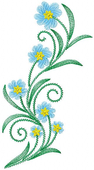 Blue flower free embroidery - Flowers free machine embroidery designs - Machine embroidery community Best Embroidery Machine, Floral Embroidery Patterns, Hoop Embroidery, Hand Embroidery Flowers, Embroidery Patterns Vintage, Paper Embroidery, Pola Sulam, Embroidery Flowers Pattern, Sewing Embroidery Designs