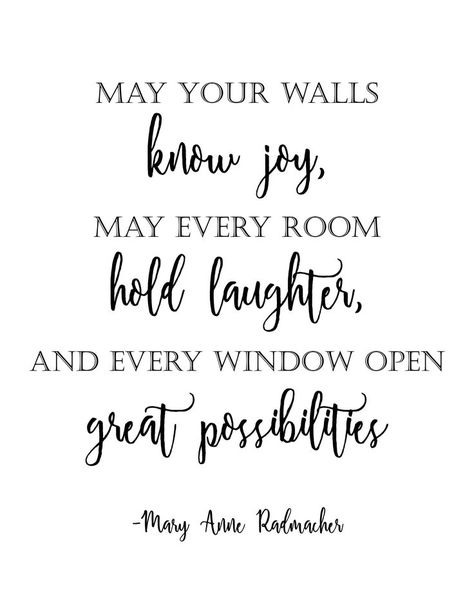 May your walls know joy, may every room hold laughter and every window open great possibilities - Home decor quote - FREE home printable decor - Great gift idea - Little Blonde Mom Blog #blogger #printables #homedecor #home New Home Quotes, Blonde Mom, Home Quotes, House Quotes, Happy New Home, Home Decor Quotes, Real Estate Quotes, Sassy Quotes, Mom Blog