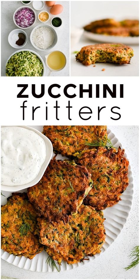 Quick and easy Zucchini Fritters with crispy golden edges and tender insides. Flavored with onion, garlic, and fresh herbs, these irresistible little zucchini cakes are delicious for breakfast, lunch, or dinner with your favorite dipping sauce. Zucchini Latkes Recipe, Game Appetizers, Easy Zucchini Fritters, Zucchini Cakes, Zucchini Appetizer, Best Healthy Dinner Recipes, Fresh Zucchini, Light Meals, Easy Zucchini