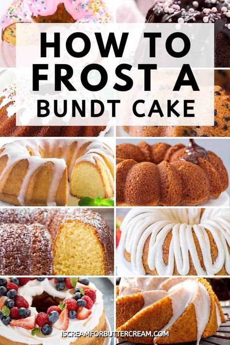 Frost A Bundt Cake, Bundt Cake Icing, Bundt Cake Frosting, Bundt Cake Frosting Recipe, Bundt Cake Decorations, Bundy Cake, Cake Icing Techniques, Cake Frosting Tips, Bundt Cake Glaze