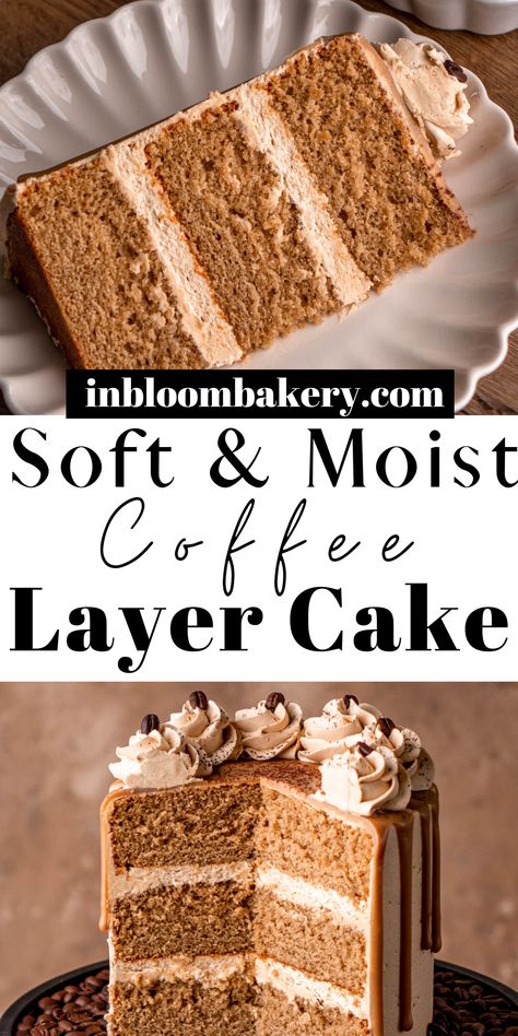 Coffee Cake Frosting, Coffee Layer Cake Recipes, Coffee Flavoured Desserts, Cappuccino Cake Recipe, Coffee Flavored Desserts, Coffee Wedding Cake, Moist Coffee Cake Recipe, Coffee Layer Cake, Caramel Coffee Cake