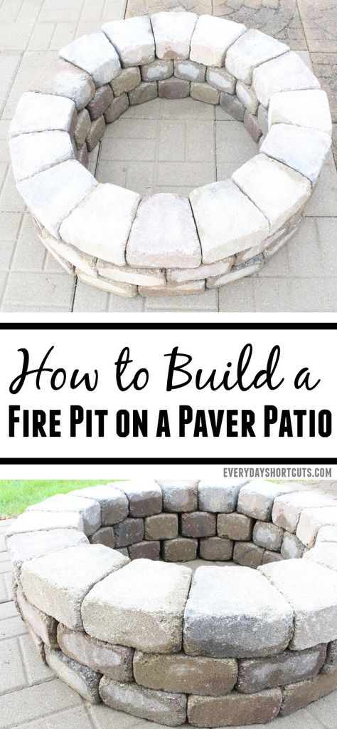 Firepits On Concrete Patio, Diy Fire Pit On Patio, Building A Fire Pit With Pavers, Fire Pit On Patio Ideas, Fire Pit On Pavers, Fire Pit On Patio, Outdoor Pavers Ideas, Paver Patio Ideas On A Budget, Build A Fire Pit