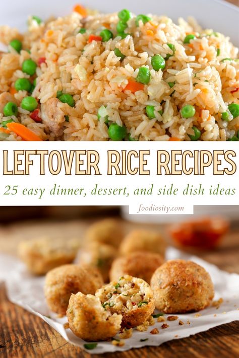 25 Leftover Rice Recipes - Easy Dinners, Desserts and Side Dishes - Foodiosity Leftover Rice Side Dish Recipes, Leftover Rice Soup Recipes, Leftover Fried Rice What To Do With, What To Do With Leftover White Rice, Leftover Rice Recipes Vegetarian, Leftover Rice Pilaf Recipes, Things To Do With Leftover Rice, Leftover Chinese Food Ideas, Leftover White Rice Recipes Ideas