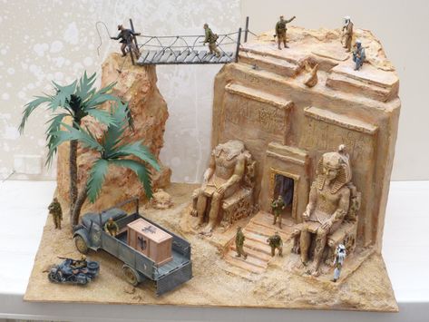 Ancient Egypt Diorama, Egypt Diorama, Diaroma Ideas, Toy Display, Book Nooks, Indiana Jones, Toy Figures, Ancient Egypt, Art Studios