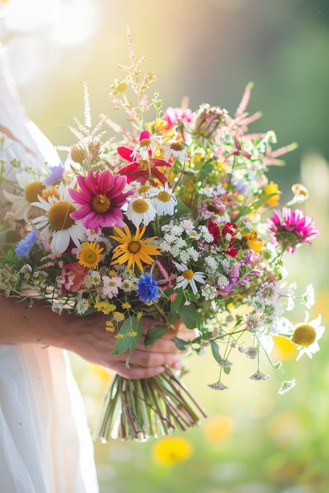 80+ Wildflower Wedding Bouquets for a Boho Wedding | Matched Hearts Wild Flowers Color Palette, Wildflowers Aesthetic, Wildflower Wedding Theme, Wildflower Wedding Bouquet, Wedding Game, Deco Champetre, Wedding Bouquets Pink, Estilo Hippy, Wildflower Bouquet