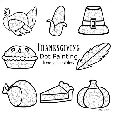 These Thanksgiving Dot Painting worksheets are a fun mess free painting activity for young kids that work on hand-eye coordination and fine motor skills. Dot Painting Printables, Thanksgiving Lessons, Thanksgiving Crafts Preschool, Thanksgiving Worksheets, Thanksgiving School, November Crafts, November Activities, Free Painting, Thanksgiving Preschool