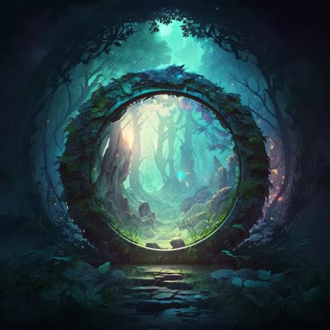 Fantasy magical fairy-tale glowing stone portal in the forest. round stone portal teleport in trees to other worlds. fantastic landscape. magic altar in the forest, highly detailed, digital painting, art station, concept art, smooth, sharp focus, illustration, #midjourneybot #AIart,  #Art, #Aiimages, #fantasyimages, #fantasyfairytale, #fairytalestories Magic Gate Fantasy Art, Magic Altar Fantasy Art, Teleporter Concept Art, Fantasy Portal Concept Art, Fantasy Portal Art, Magic Stones Fantasy Art, Magic Portal Art, Portal Fantasy Art, Portal Concept Art