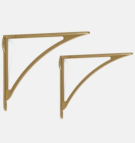 Shelf Brackets | Rejuvenation Arched Shelf, Brass Shelf Brackets, Make A Closet, Walnut Shelves, Shelving Solutions, Interior Design Resources, Contract Design, Streamline Design, Shelf Brackets