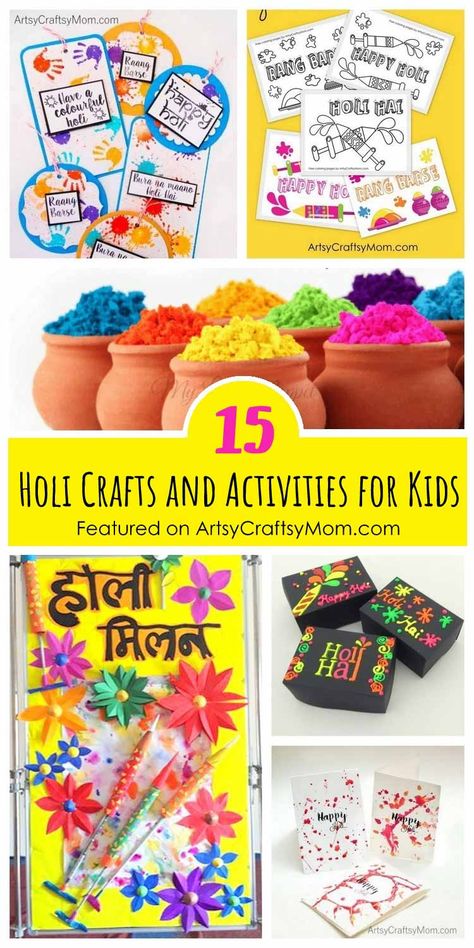 The main focus of Holi is usually on splashing colors around, but you can make it more fun with some Holi Crafts and Activities for Kids too! Holi Games For Kids, Holi Crafts For Kids Activities, Holi Activity For Kids, Holi Activities, Holi Crafts, Holi Craft, Holi Games, Holi Card, Holi Photoshoot