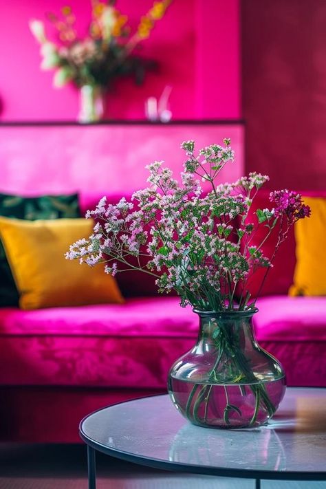 How To Make Hot Pink Paint Without Silver: Color Mixing How To Make Hot Pink Paint, Hot Pink Wall Paint, Hot Pink Paint, Color Mixing Guide, Arranging Furniture, Industrial Minimalist, Backyard Balcony, Cozy Spaces, Pink Paint