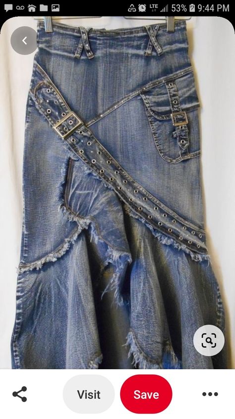 Jean Upcycle, Upcycled Denim Skirt, Refashion Jeans, Diy Denim Skirt, Restyle Clothes, Long Jean Skirt, Diy Denim, Diy Jeans, Making Clothes