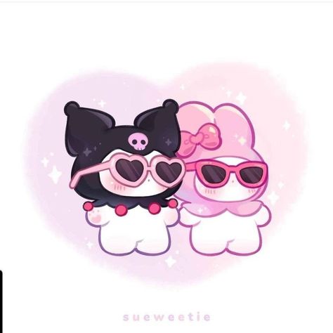 Chubby Animals, Kuromi And My Melody, Images Hello Kitty, My Melody And Kuromi, Melody And Kuromi, Walpaper Hello Kitty, Melody Hello Kitty, Draw Cute, Sanrio Stuff