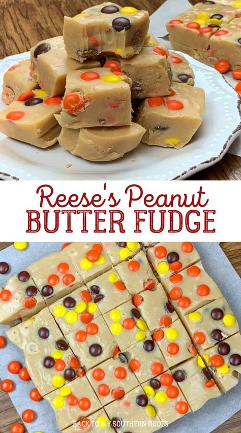 Peanut Butter Fudge With Reeses Pieces, Reeses Peanut Butter Fudge Easy, Peanut Butter Fudge With Reeses Chips, Reeses Fudge Recipe, Stuff To Make With Sweetened Condensed Milk, Reese’s Peanut Butter Cup Fudge, Christmas Peanut Butter Fudge, Reese Peanut Butter Fudge, Peanut Butter Fudge Sweetened Condensed