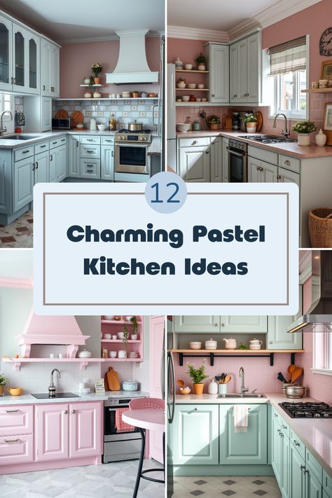 Looking to transform your cooking space into a dreamy pastel paradise? Check out these 12 inspiring ideas for a pastel kitchen that perfectly balance style and functionality! From soft mint green accents to dreamy blush pink cabinetry, you’ll find everything you need to spark your imagination. You can even mix and match delicate gray countertops with cheerful pastel shades for a cozy yet chic vibe. Embrace the trend of pastel hues with these practical and stylish solutions that will leave your kitchen full of charm and personality! Pink Tile Backsplash, Yellow Appliances, Pastel Kitchen Ideas, Gray Countertops, Home Redesign, Green Appliances, Pink Tile, Turquoise Tile, Soft Mint Green