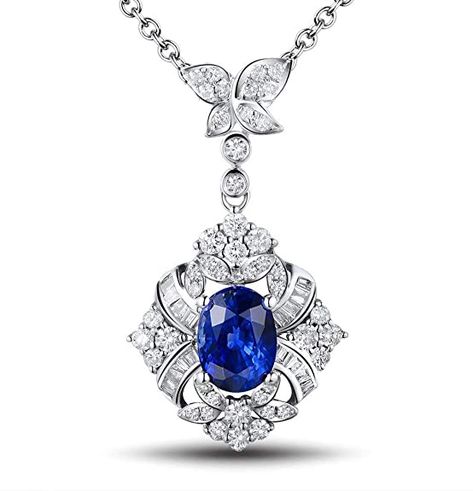 Flower Diamond Necklace, Necklaces Flower, Necklace Prom, Coffee Blog, Diamond Pendent, Sapphire Necklace Pendants, Blue Sapphire Necklace, White Gold Necklace, Amazon Sale