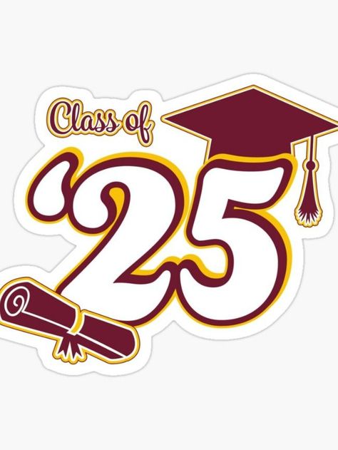 Class of 2025 sticker perfect for high school and college graduates. Available on pins, mugs, cards, and much more! Check out my Redbubble shop for more color options. #2025 #classof2025 #graduate #congratulations 
Redbubble Artist | @SavsSparkleShop 2025 Sticker, Senior Year Things, Senior Jackets, Gold Class, Easter Party Favor, Diy Spray Paint, College Graduates, Graduation Stickers, Graduation Design